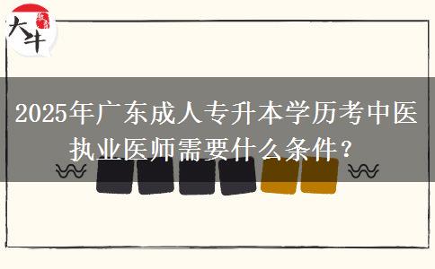 2025年廣東成人專升本學(xué)歷考中醫(yī)執(zhí)業(yè)醫(yī)師需要什么條件？