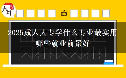 2025成人大專學(xué)什么專業(yè)最實用 哪些就業(yè)前景好