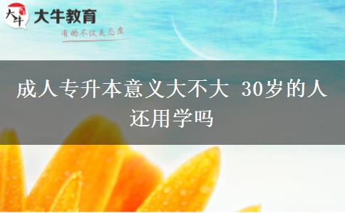 成人專升本意義大不大 30歲的人還用學(xué)嗎 成人專升本意義大不大 30歲的人還用學(xué)嗎