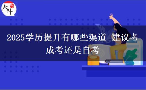 2025學歷提升有哪些渠道 建議考成考還是自考