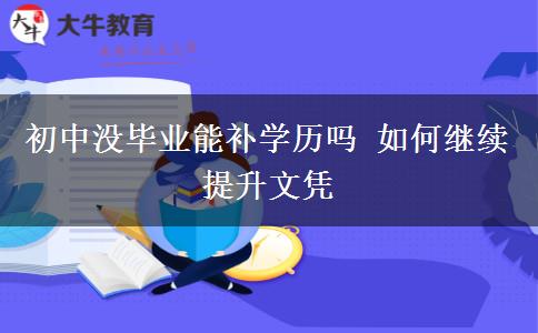 初中沒(méi)畢業(yè)能補(bǔ)學(xué)歷嗎 如何繼續(xù)提升文憑