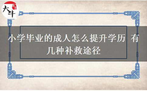 小學(xué)畢業(yè)的成人怎么提升學(xué)歷 有幾種補(bǔ)救途徑