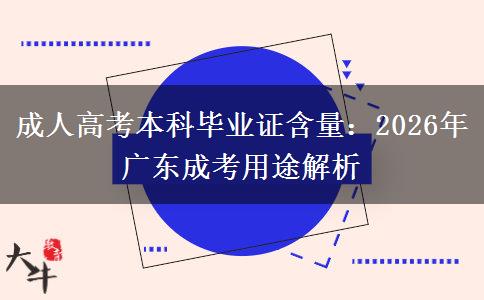 成人高考本科畢業(yè)證含量：2026年廣東成考用途解析