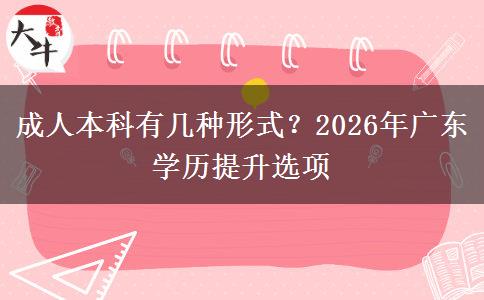 成人本科有幾種形式？2026年廣東學(xué)歷提升選項(xiàng)