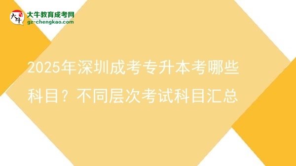 2025年深圳成考專升本考哪些科目？不同層次考試科目匯總圖片